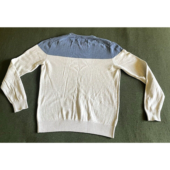 Springfield Basic Block Jerse Polo Sweater Blue 100% COTTON Melange Size M - Picture 7 of 9